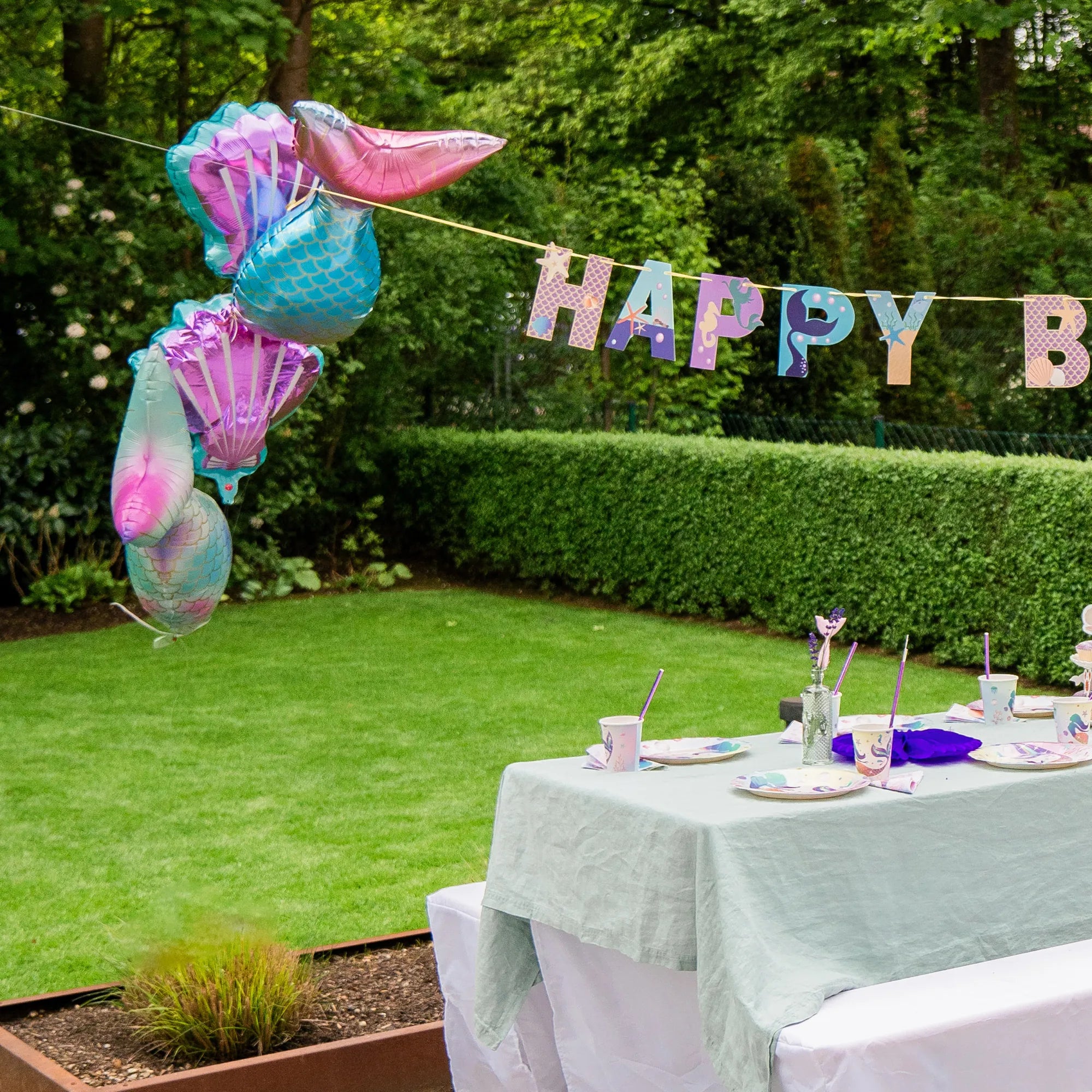 little Birthday® Folien-Luftballon Meerjungfrau rosa/türkis XL