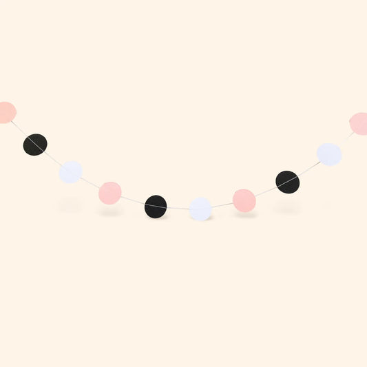 little Birthday® Papiergirlande hellrosa, weiß, schwarz (2x 2m)