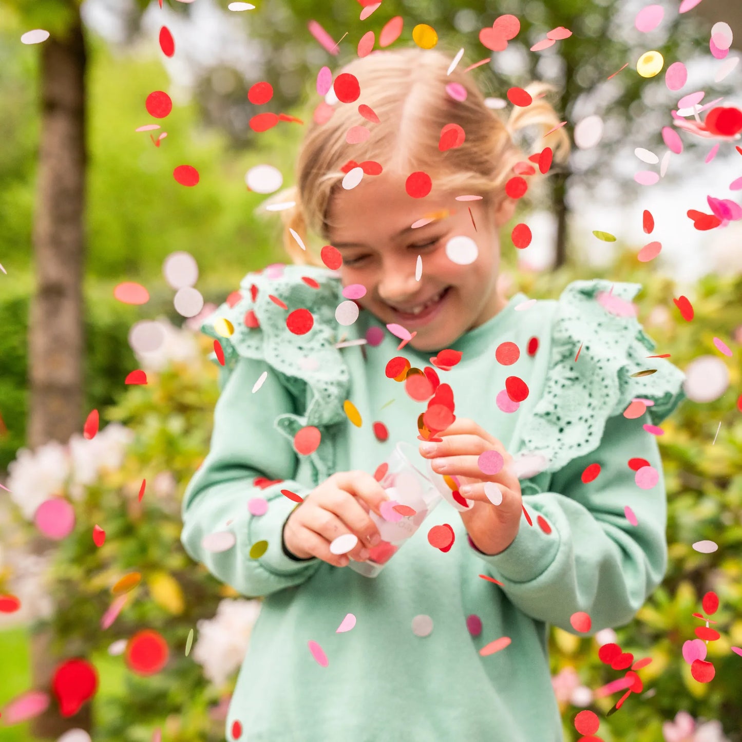 little Birthday® Konfetti Kanone, Push Pop - pink, rosa, rot (Set, 4 Stück)