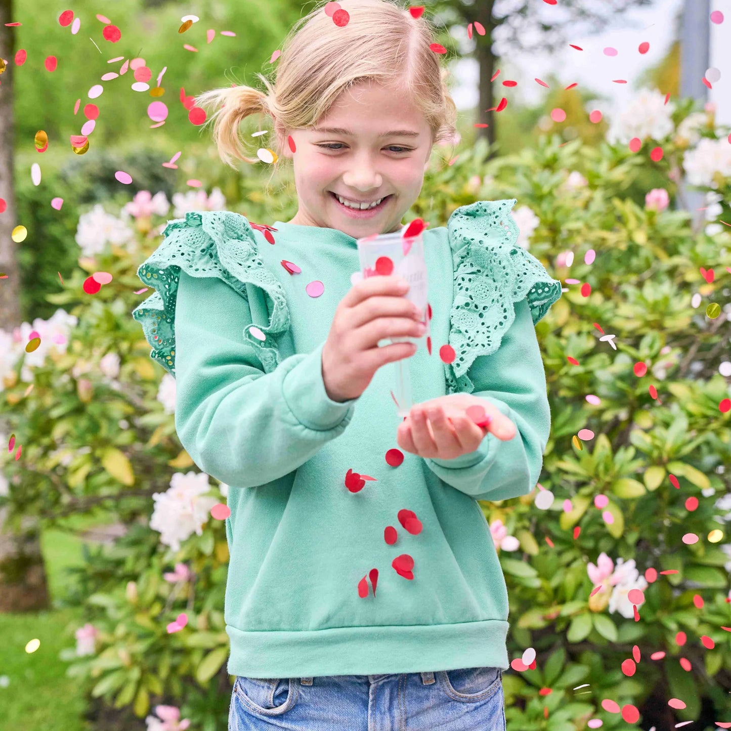 little Birthday® Konfetti Kanone, Push Pop - pink, rosa, rot (Set, 4 Stück)